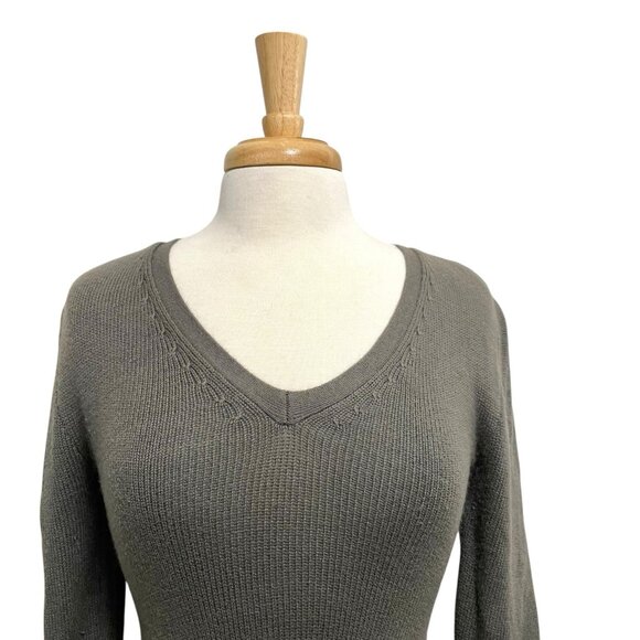 ONE GREY DAY Mohair Blend Puff Sleeve Pointelle Knit Asymmetrical Tunic Small - Picture 2 of 10